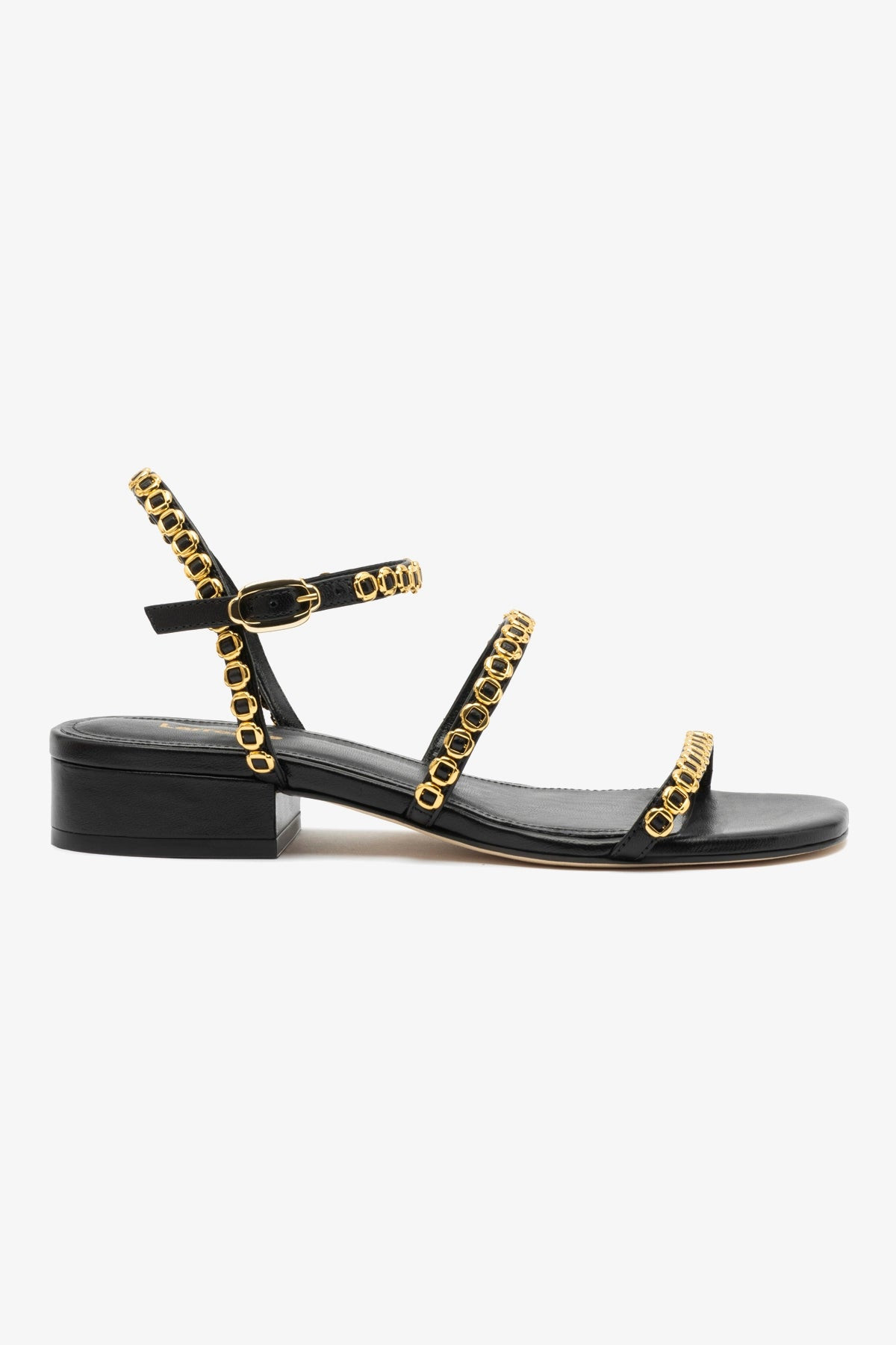 Milanina Flat Sandal In Black Leather | Larroude