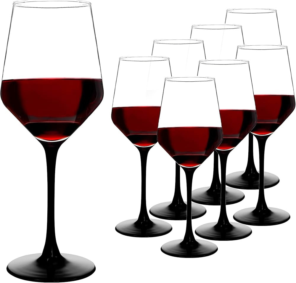 YANGNAY Wine Glasses with Black Stem & Base, Set of 8, 17 Oz Wine Glasses for Red Wine, Unique Gi... | Amazon (US)