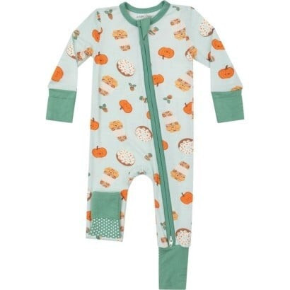 Pumpkin Spice Latte 2 Way Zipper Romper, Green | Maisonette