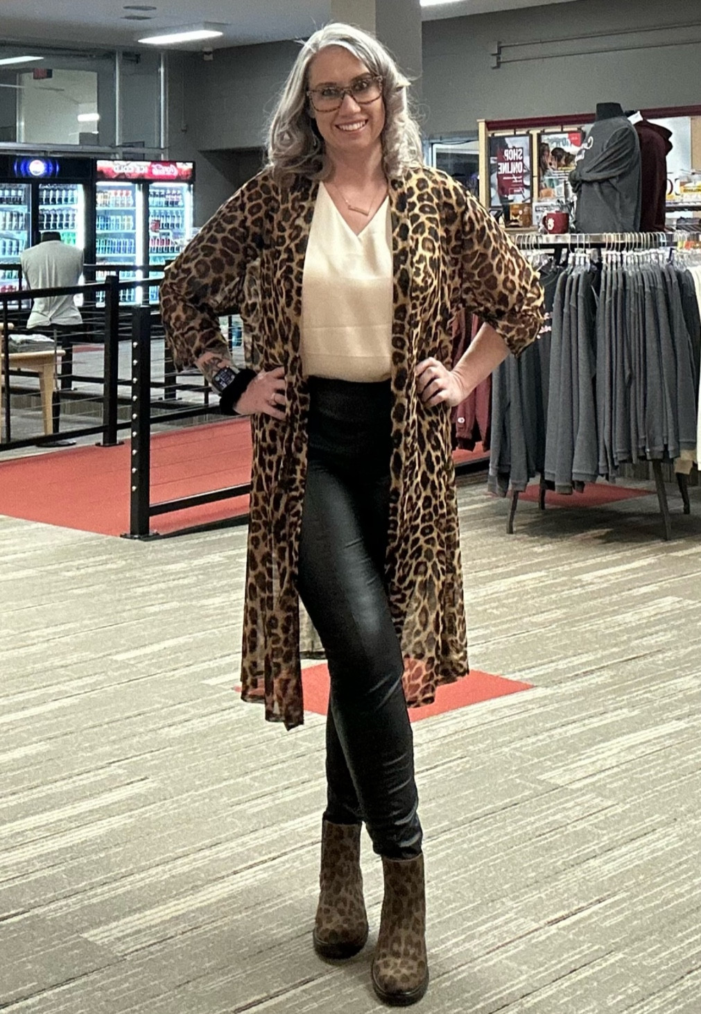 I got this cardigan at Bealls but they do not have an active link for it online.   I am going to come back and link the boots because I forgot the brand.  