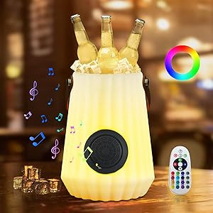 HvaJvny Led Ice Bucket, 16 Colors RGB Wine Bucket with Bluetooth Speaker, Waterproof Champagne Ic... | Amazon (US)