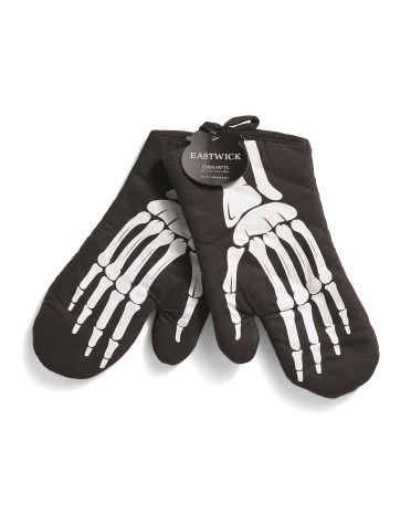 Set Of 2 Skelton Oven Mitts | TJ Maxx