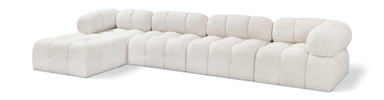 Ames Boucle Fabric Modular Sectional In Cream | 1stopbedrooms