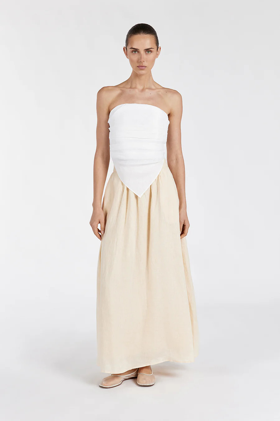 GEMIMA LEMON LINEN MIDI SKIRT | DISSH