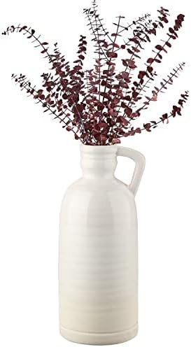 12.5" White Ceramic Vase for Home Decor Large Decorative Vase Boho Pottery Bud Vase for Flowers R... | Amazon (US)