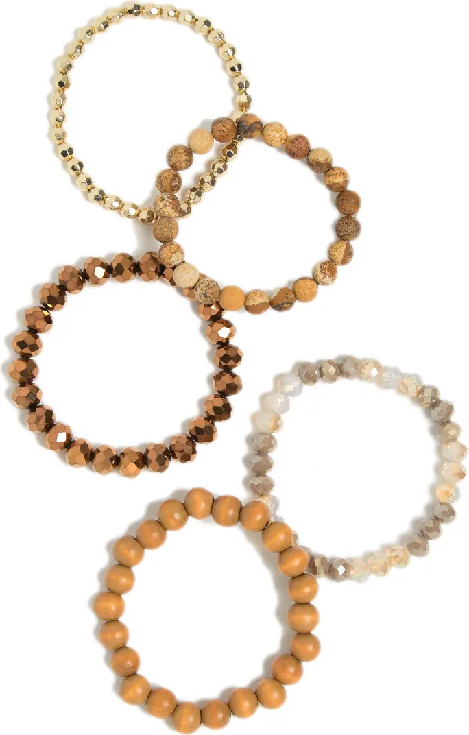 Set of 5 Beaded Stretch Bracelets | Nordstrom Rack