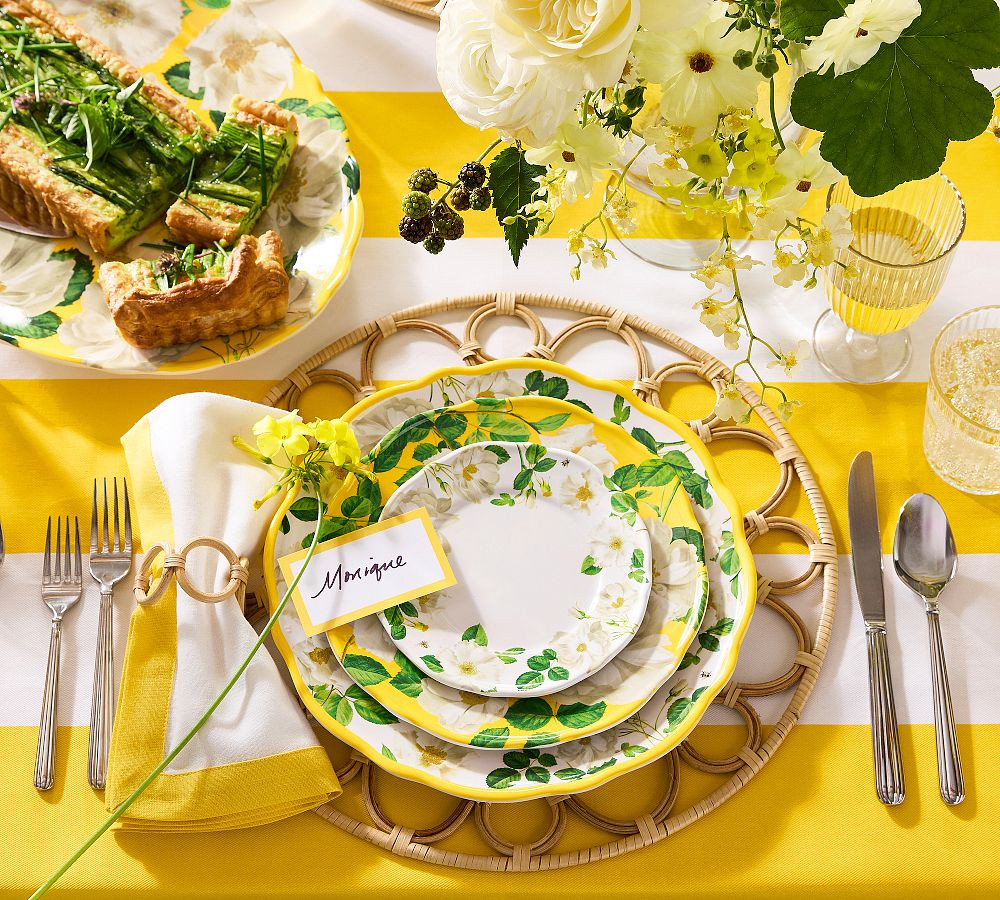 Monique Lhuillier Riviera Floral Melamine Dinnerware Collection | Pottery Barn (US)