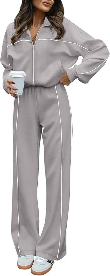 BTFBM Women's Two Piece Tracksuit Fall 2025 Long Sleeve Zip Up Sweatshirt Long Pants Outfits Jogg... | Amazon (US)