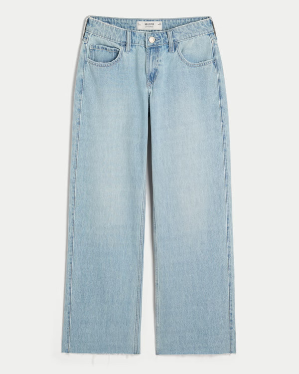 Low-Rise Dark Wash Baggy Jeans | Hollister (US)