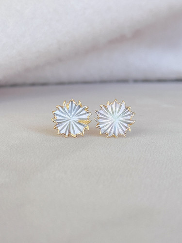 Mother of Pearl White Flower Studs | Easton Elle US