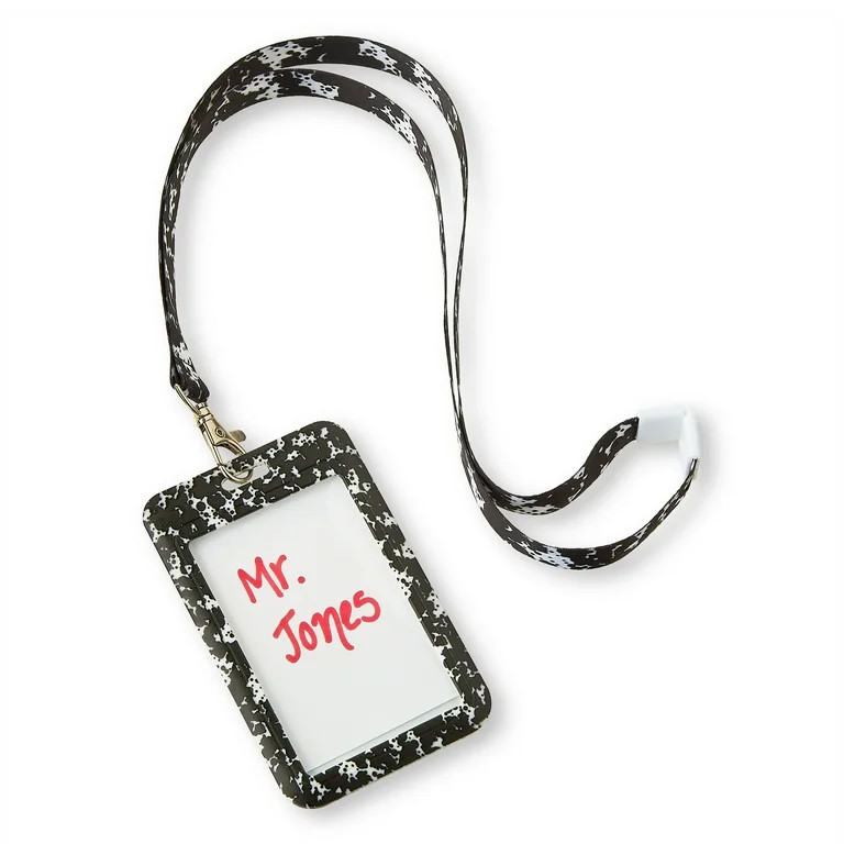Pen+Gear Composition Book Teacher Badge Holder with Breakaway Lanyard, Black and White | Walmart (US)
