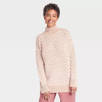 Women's Mock Turtleneck Sweater - Knox Rose™ White Sand S | Target
