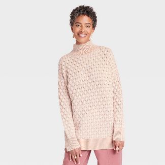 Women&#39;s Mock Turtleneck Sweater - Knox Rose&#8482; White Sand S | Target