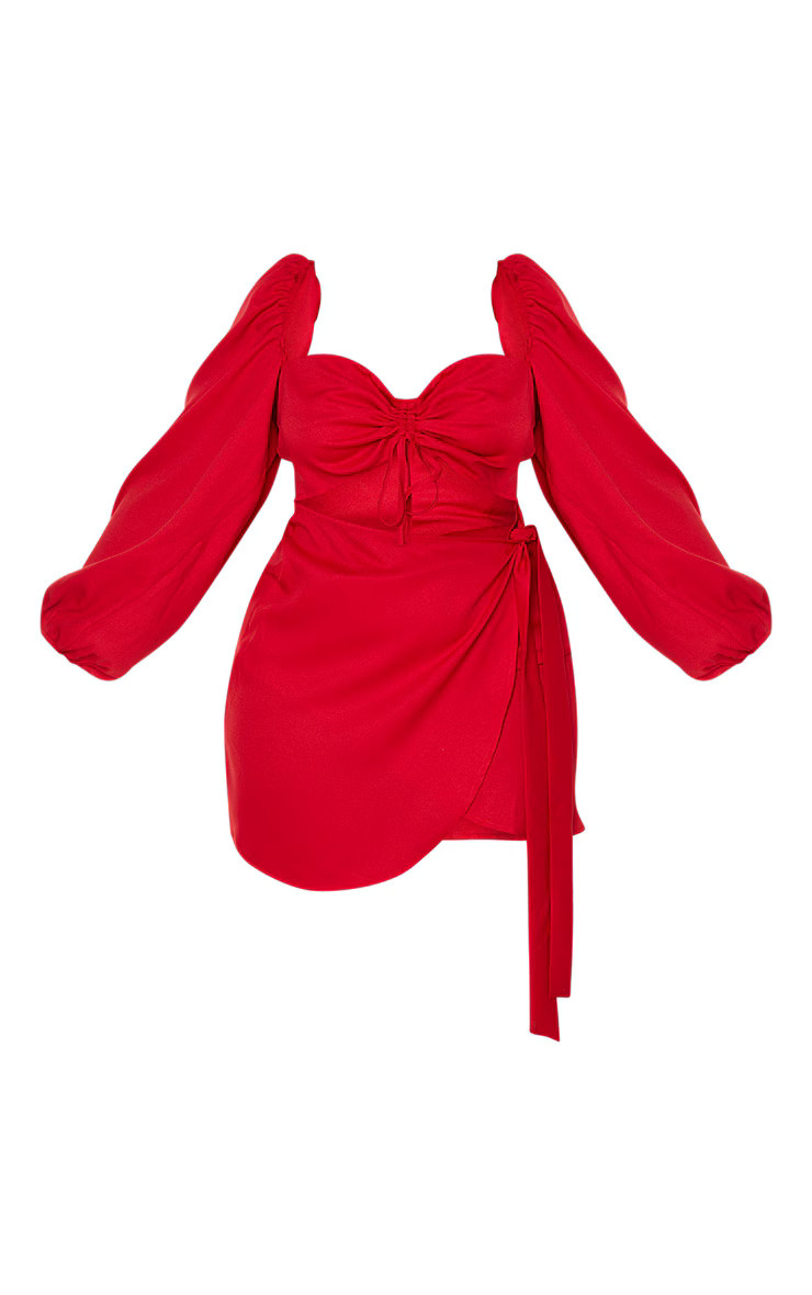 Plus Red Ruched Cut Out Bodycon Dress | PrettyLittleThing US