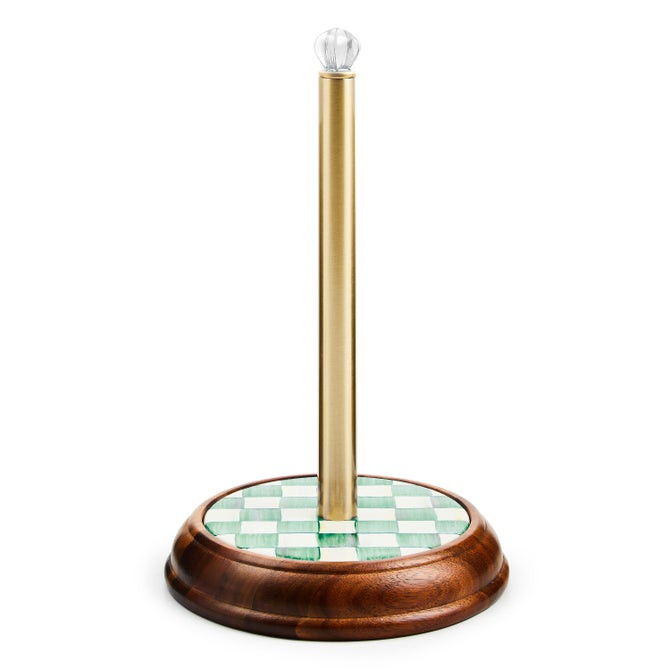 Rosy Check Wood Paper Towel Holder | MacKenzie-Childs