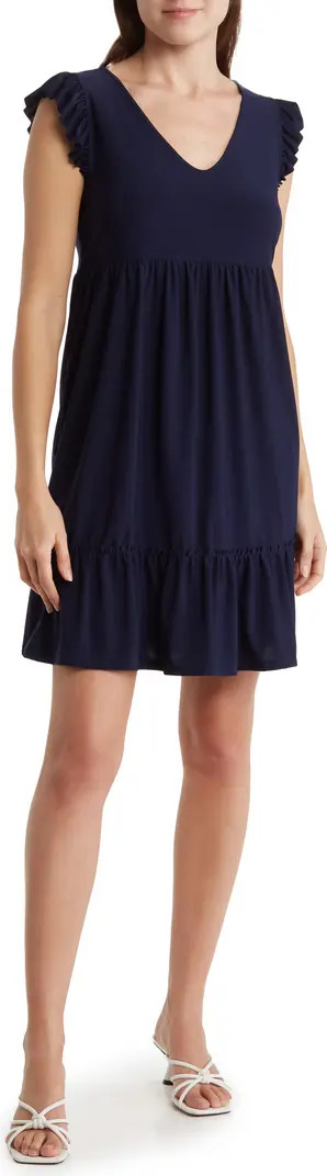 V-Neck Ruffle Knit Shift Dress | Nordstrom Rack