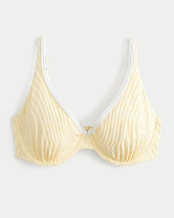 Curvy High Apex Ribbed Underwire Bikini Top | Hollister (US)