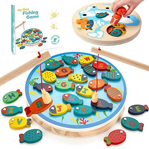 Professor Trunkton - (30pcs) Wooden Magnetic Fishing Games for Kids - Educational Montessori Toys... | Amazon (UK)