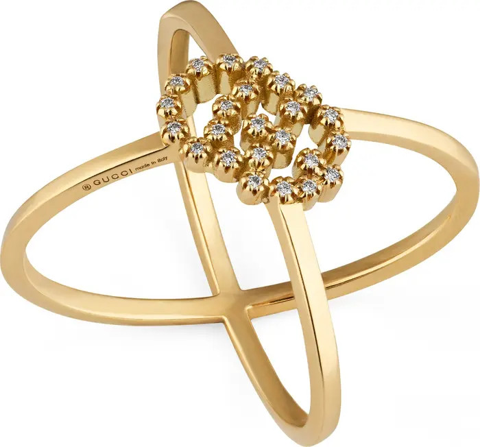 Gucci Running-G Diamond Crossover Ring | Nordstrom | Nordstrom
