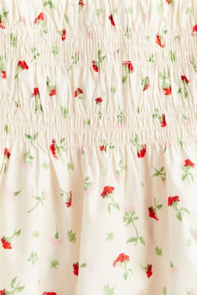 Off-the-shoulder Poplin Dress - White/floral - Ladies | H&M US | H&M (US + CA)