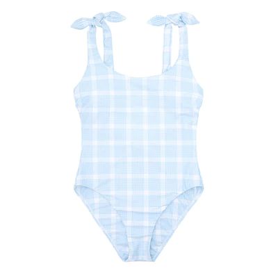 women's sunwashed plaid tie knot one piece | minnow