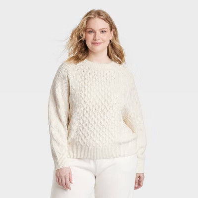 Women's Crewneck Cable Knit Pullover Sweater - Universal Thread™ | Target