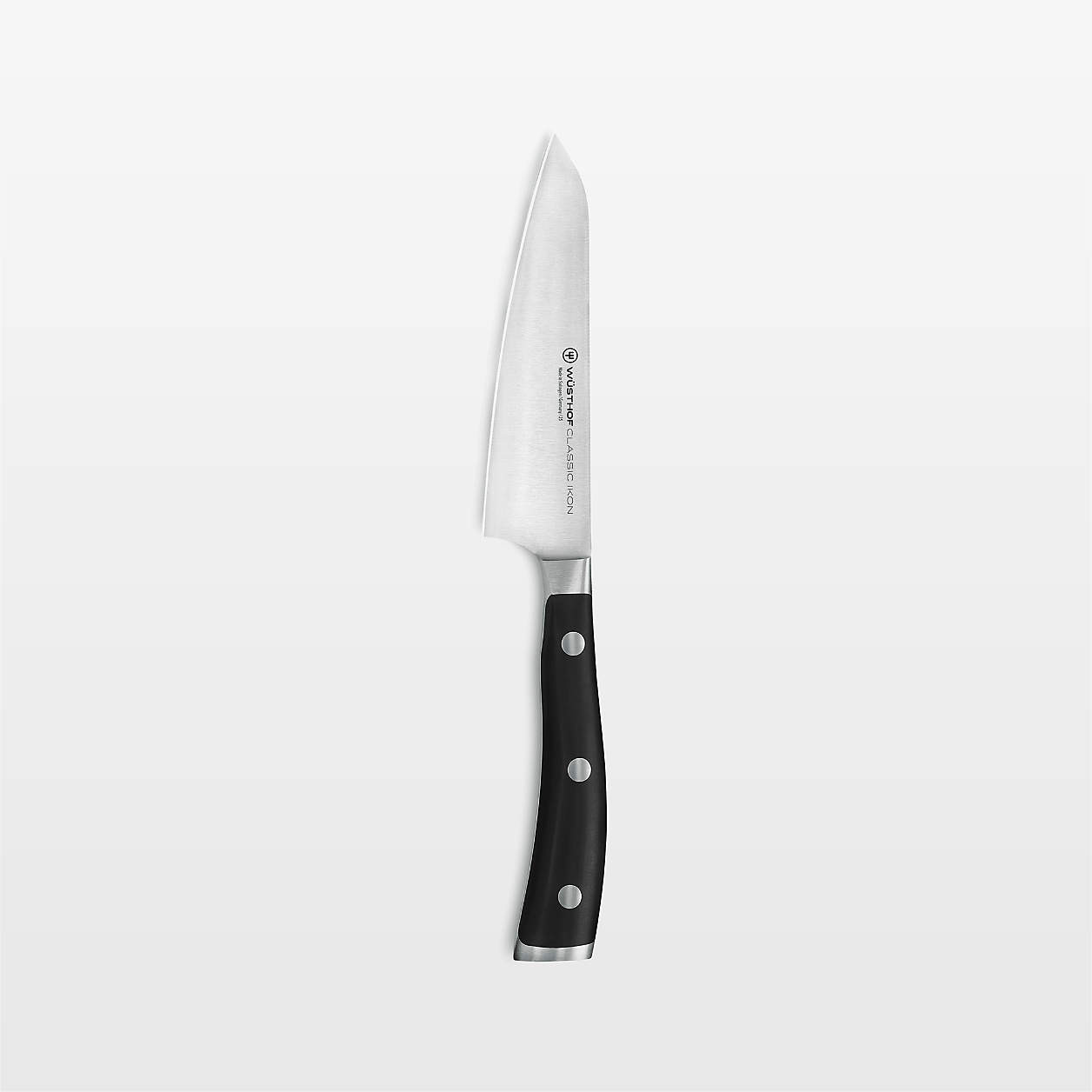 Wusthof Classic Ikon Black 4.5" Asian Utility Knife | Crate & Barrel | Crate & Barrel