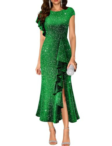 DRESSTELLS Green Formal Dresses for Women, Sequin Long Cocktail Dress Evening Gowns Gala Party for Wedding Guest Mother of Bride Bridesmaid, 2026 Summer, Glitter Green 2XL | Amazon (US)