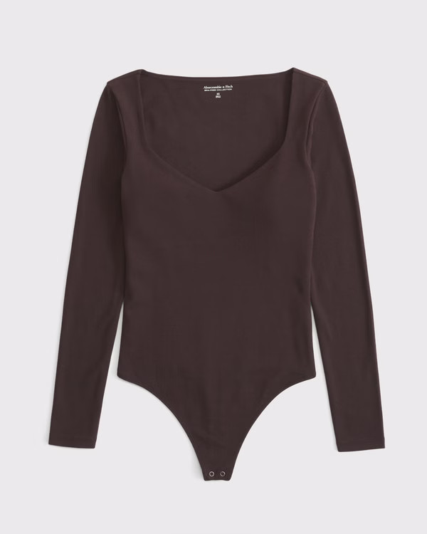 Women's Bra-Free Cotton-Blend Seamless Fabric Deep-V Bodysuit | Women's Tops | Abercrombie.com | Abercrombie & Fitch (US)