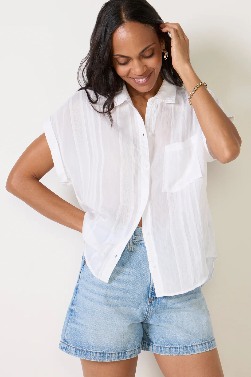 Short Sleeve Textured Shirt | Evereve