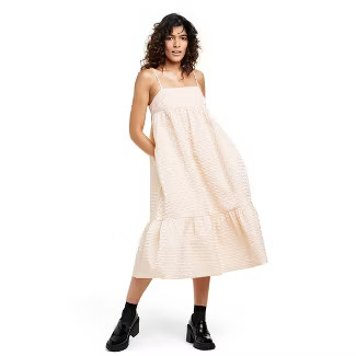 Women's Textured Empire Waist Midi Dress - Kika Vargas x Target Tan | Target
