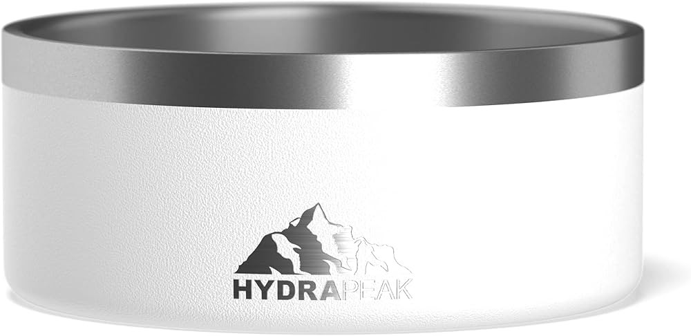 Hydrapeak Dog Bowl - Non Slip Stainless Steel Dog Bowls for Water or Food (8 Cup, White) | Amazon (US)