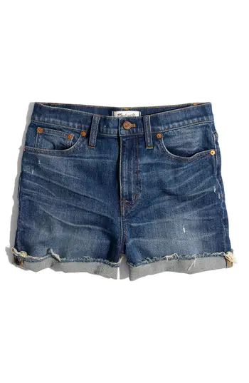 Women's Madewell High Rise Cuffed Denim Shorts, Size 23 - Blue | Nordstrom