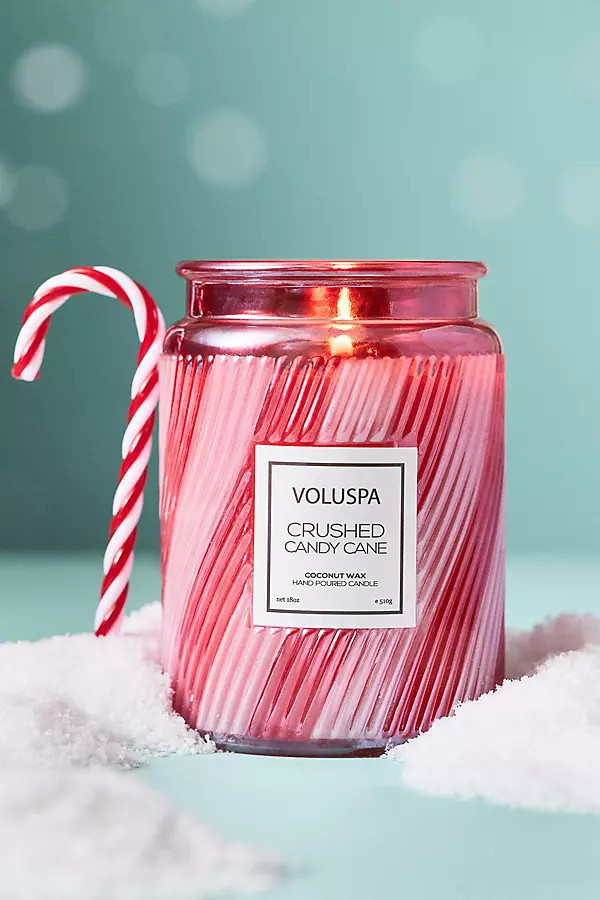 Voluspa Gourmand Crushed Candy Cane Boxed Glass Candle | Anthropologie (US)