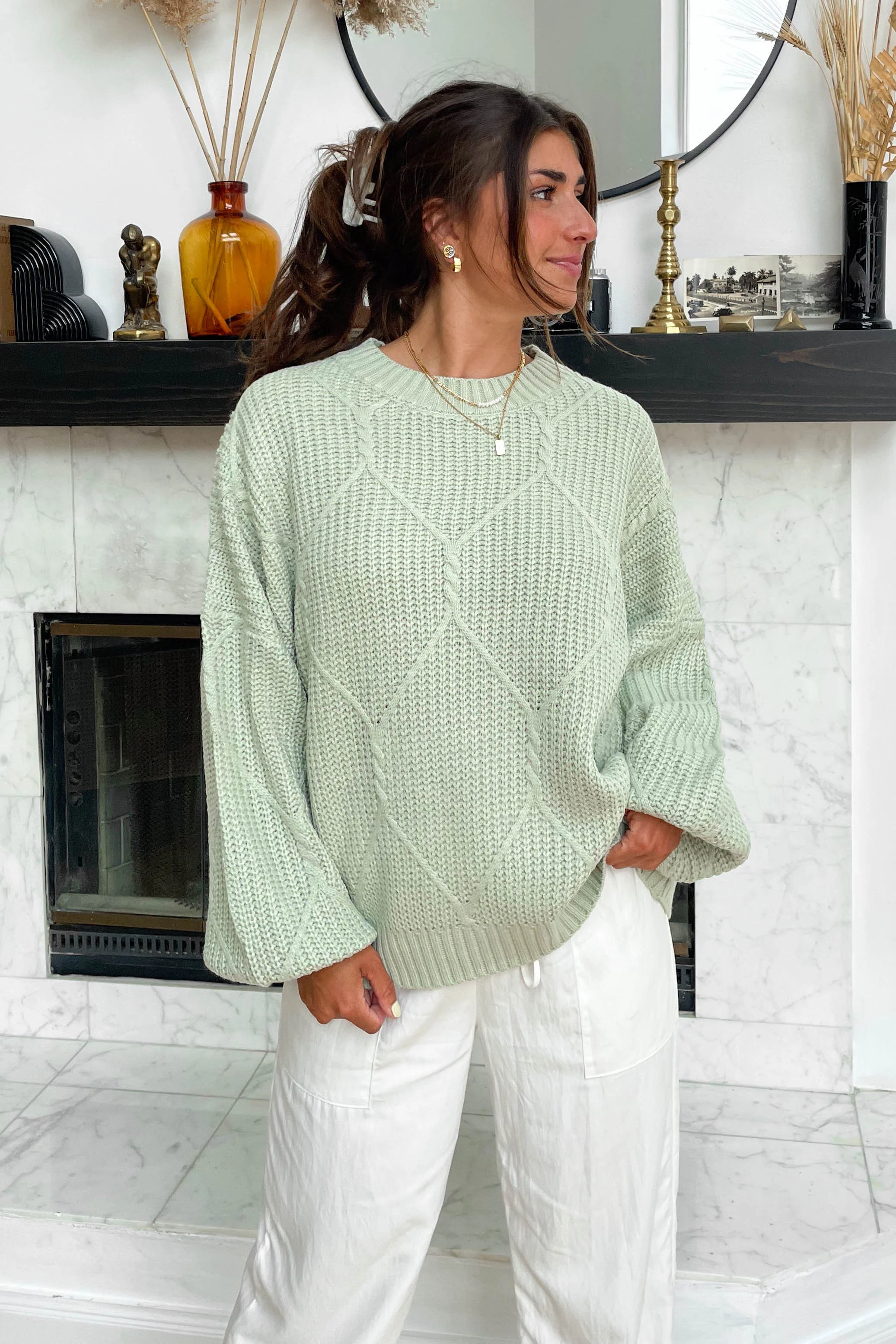 Logan Oversized Sweater in Sage | Grey Bandit