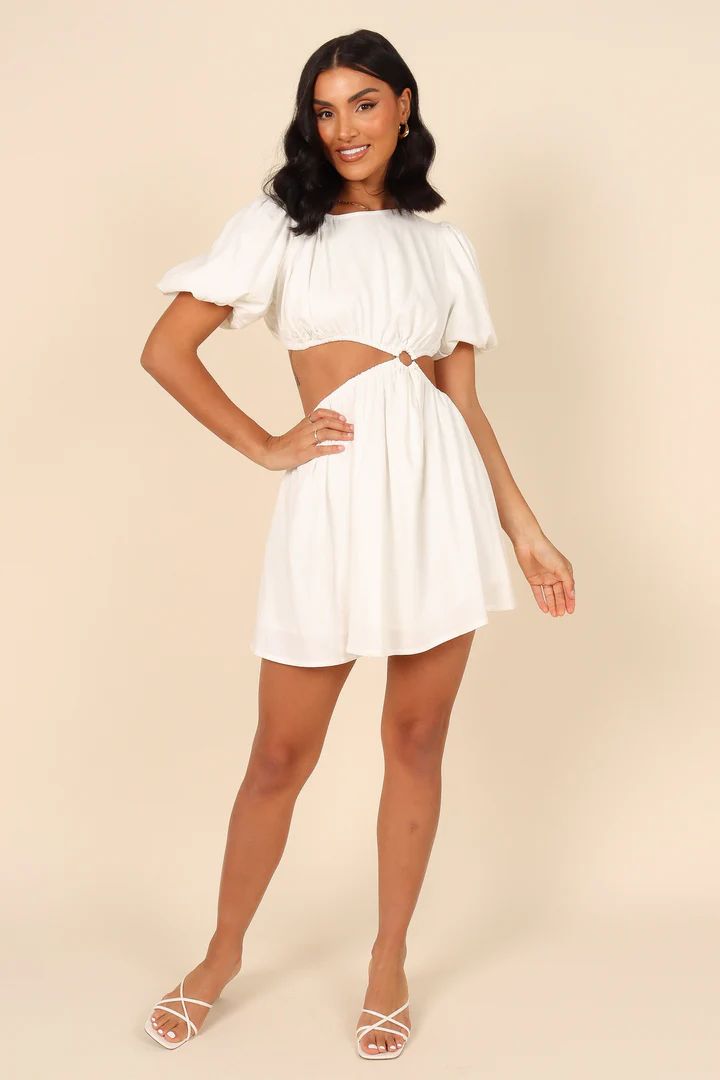 Joanna Cut Out Mini Dress - White | Petal & Pup (US)