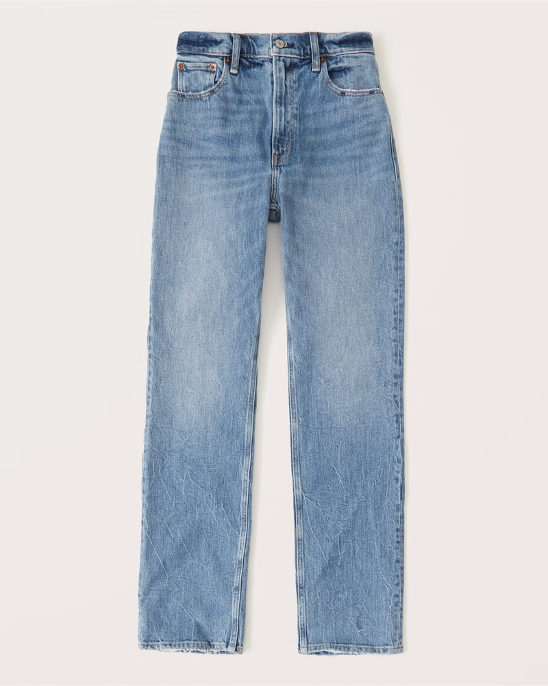 Women's 90s Ultra High Rise Straight Jeans | Women's Bottoms | Abercrombie.com | Abercrombie & Fitch (US)