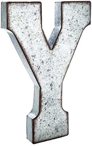 Huge 20" Metal Alphabet Wall Décor Letter Y Rusted Edge Galvanized Metal | Amazon (US)
