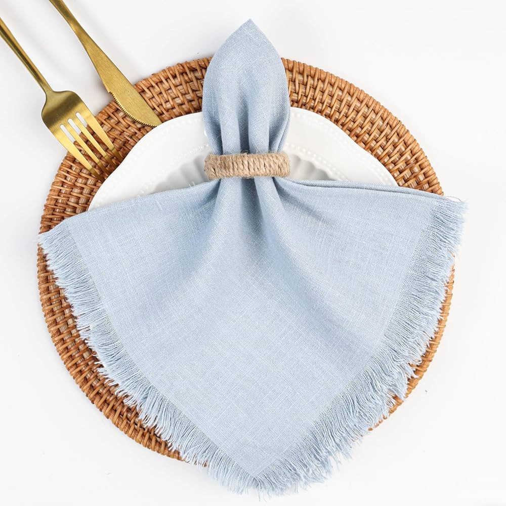 Dololoo Handmade Cloth Napkins, Linen Cloth Napkins with Fringe, 18 x 18 Inches Set of 4 Versatil... | Amazon (US)