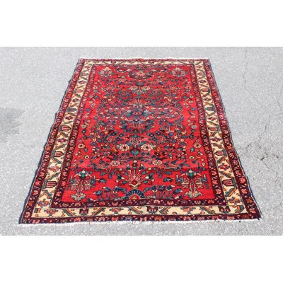 One-of-a-Kind Hand-Knotted 1950s 3'5" x 5'7" Wool Area Rug in Red/Beige/Blue | Wayfair North America