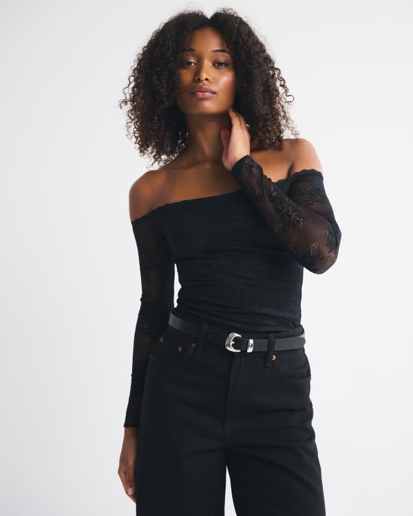 Bra-Free Off-The-Shoulder Long-Sleeve Top | Abercrombie & Fitch (US)