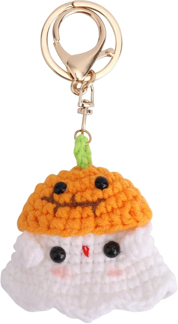 Crochet Specter Keychain, Handmade Halloween Keychain Decoration Cute Creative Pumpkin Hat Ghost ... | Amazon (US)