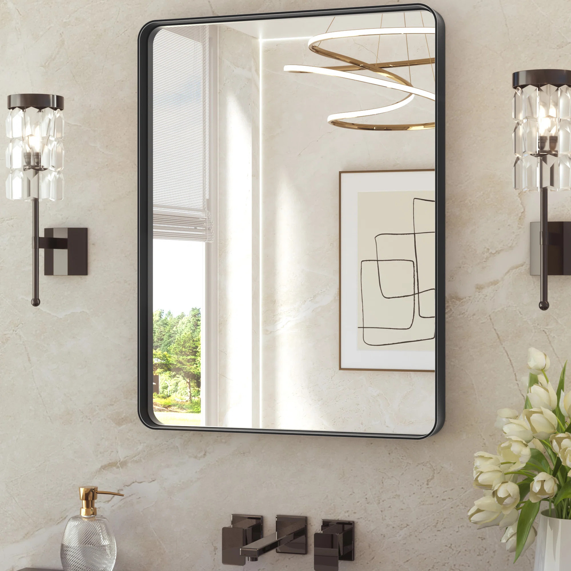 Leaderville 1.2" Thick Aluminum Framed Bathroom Mirror | Wayfair North America