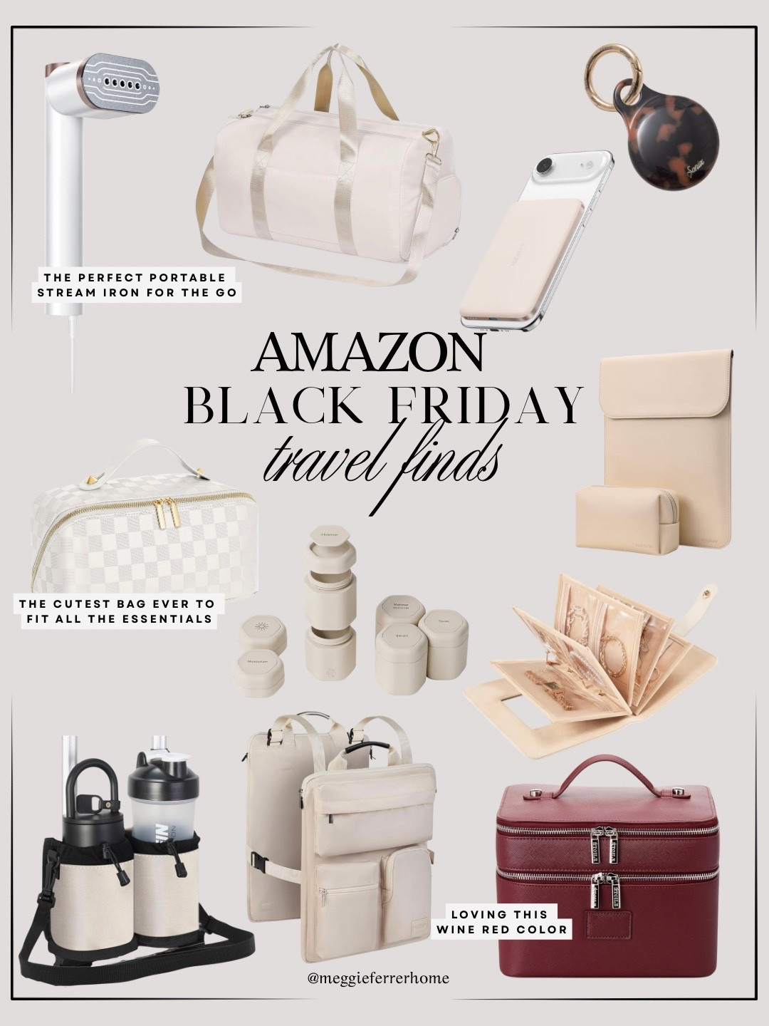 #ad Rounded up my favorite Amazon travel essentials, all on Black Friday sale 🤎 Pretty, practical, and SO good for upcoming trips: the cutest weekender bag, portable steamer, refillable containers, jewelry organizer and more. ✈️


#founditonamazon #winterfavorites2025 #amazonblackfriday #travelfinds #travelessentials #ltkfinds

#LTKFindsUnder100 #LTKTravel #LTKSaleAlert