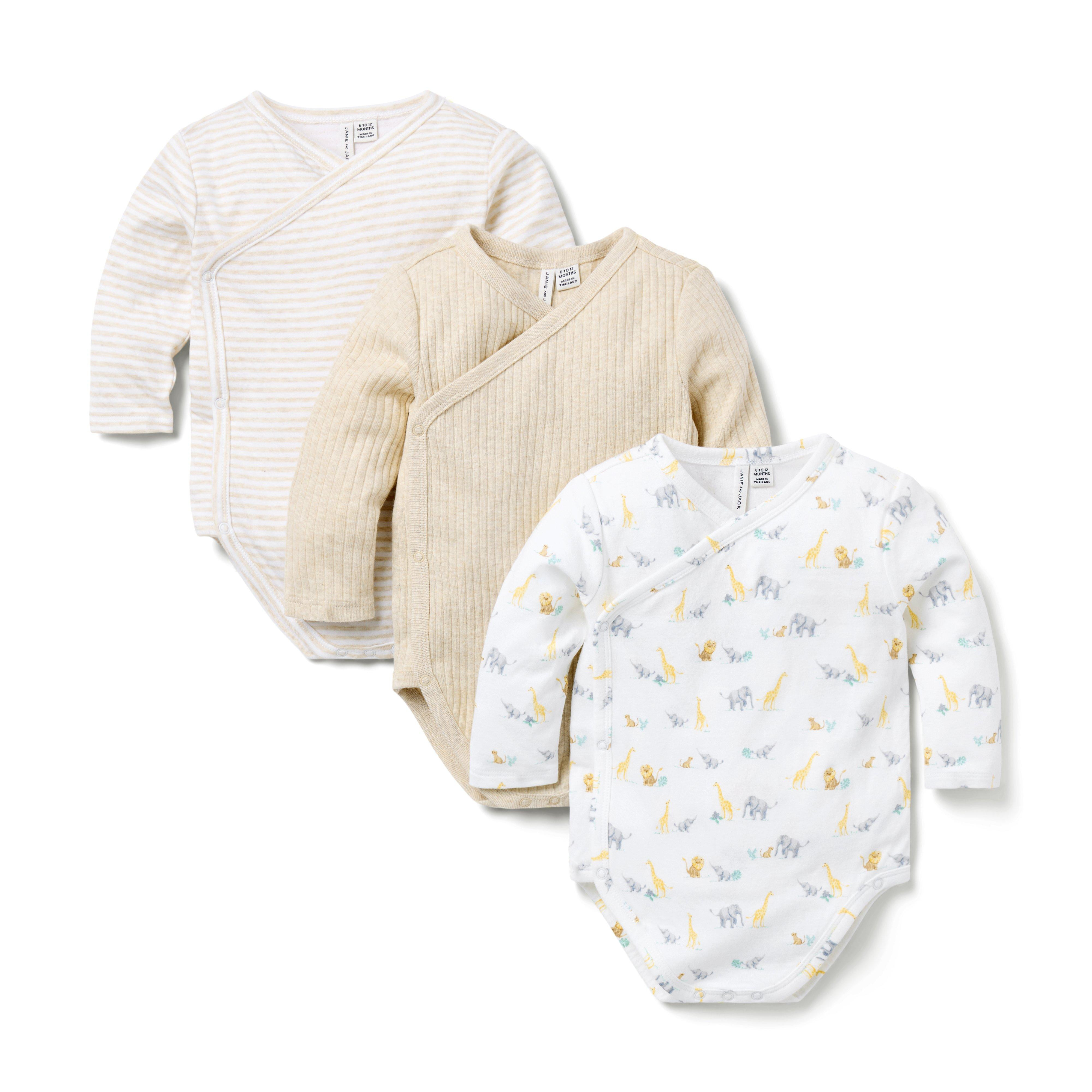 Janie and Jack | Baby Wrap Bodysuit 3-Pack - White / UP TO 5 LB | Janie and Jack