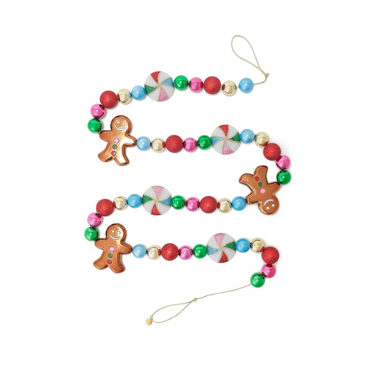 Packed Party Sweet Treats Bright Gold Gingerbread with Glitter Ball Christmas Garland Decoration ... | Walmart (US)