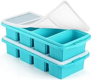 Silicone Freezer Tray With Lid - Silicone Freezer Food Molds- Large Ice Cube Tray,Silicone Freeze... | Amazon (US)