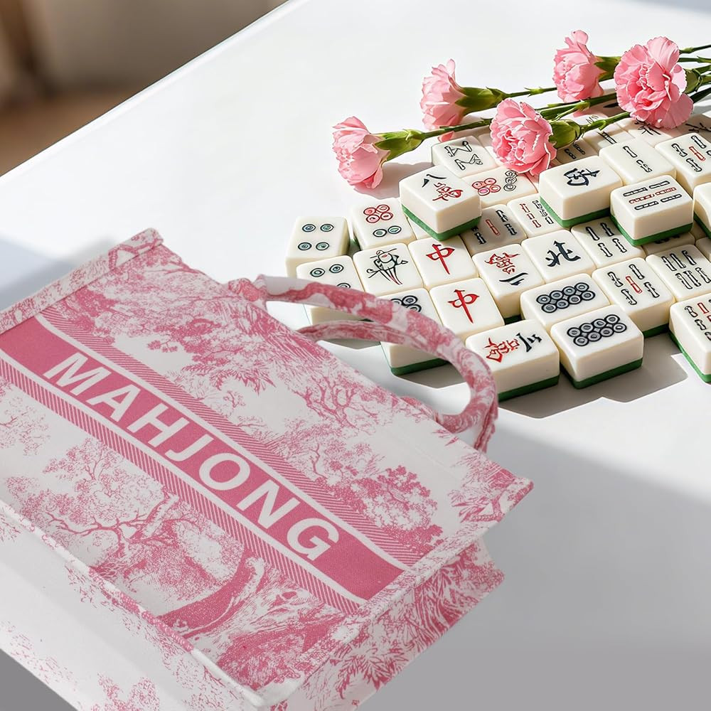 Pink Mahjong Tiles Carrying Bag - Waterproof Zipper Case for American Mahjong 166 Tiles for Game ... | Amazon (US)