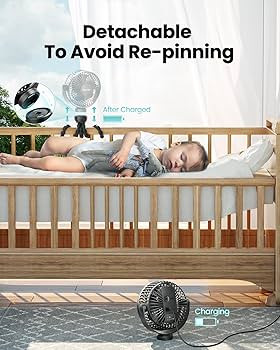 Gaiatop Mini Portable Stroller Fan, Battery Operated Small Clip on, Detachable 3 Speed Rechargeab... | Amazon (US)
