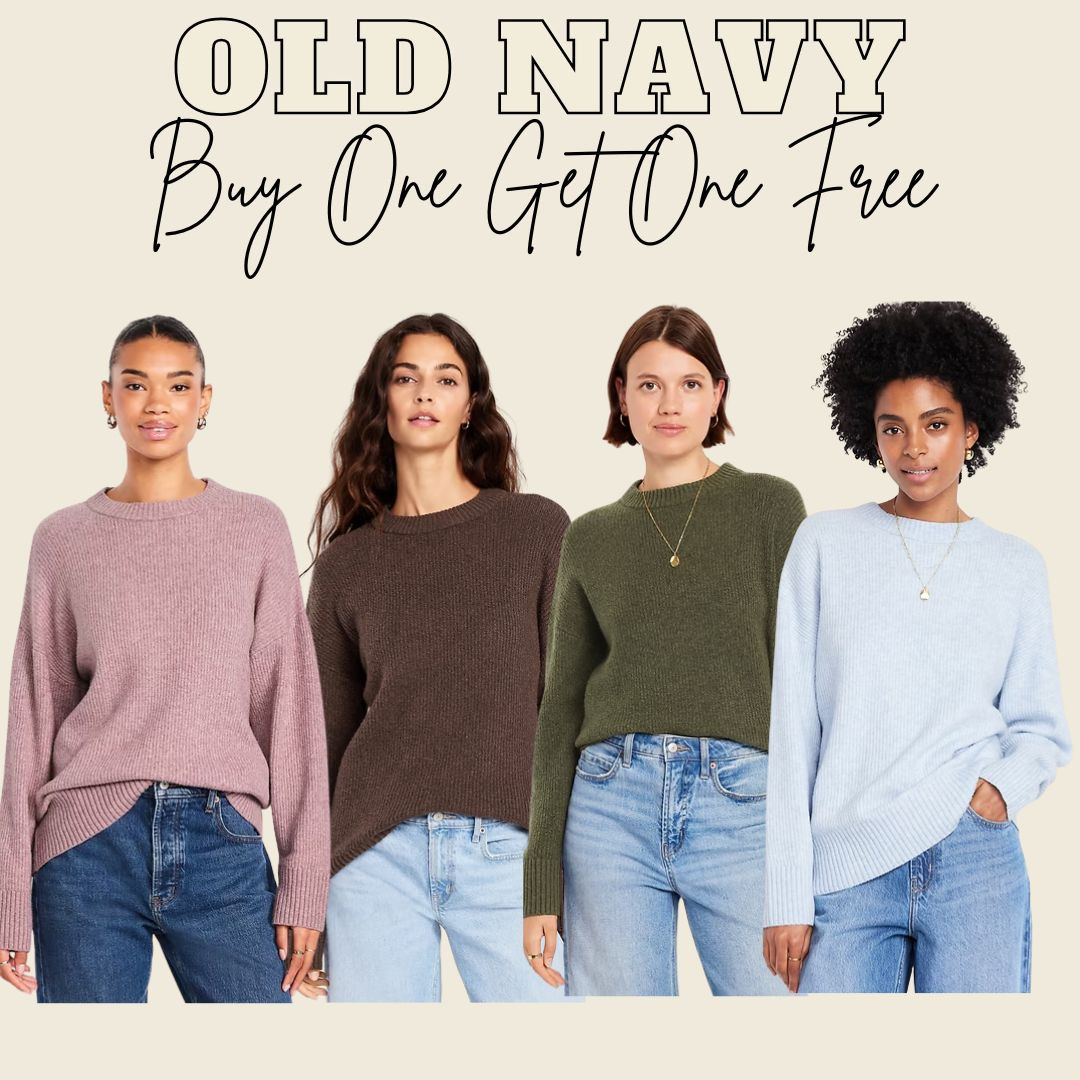 BUY ONE GET ONE FREE EVERYTHING AT OLD NAVY TODAY! Run while this deal is still going on! Stocking up on all my favorite essentials! Sweaters, tees, you name it! 

 #LTKFallSale #LTKSaleAlert #LTKStyleTip